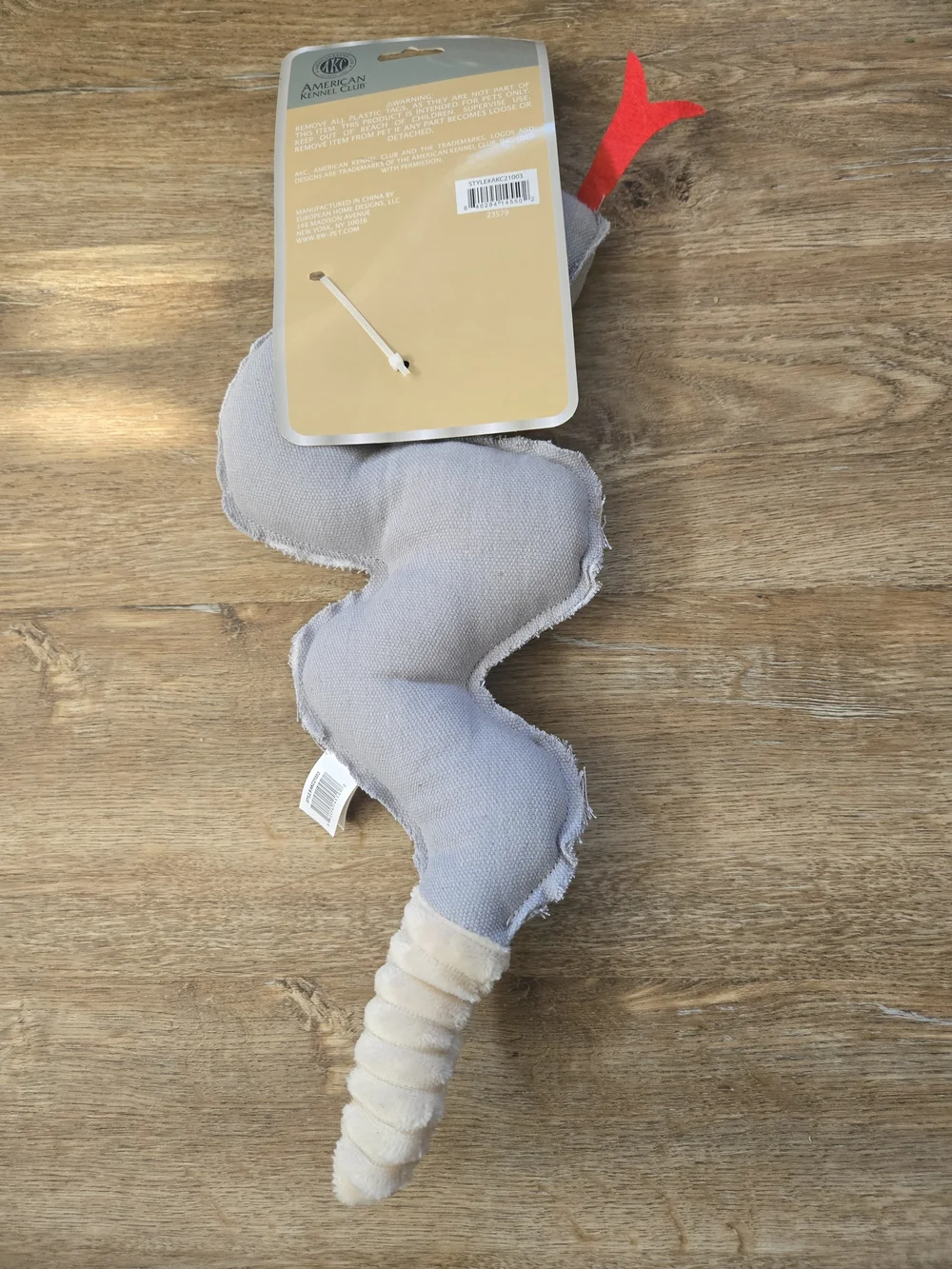 AKC Gray Snake Canvas Dog Toy - Squeak & Fetch